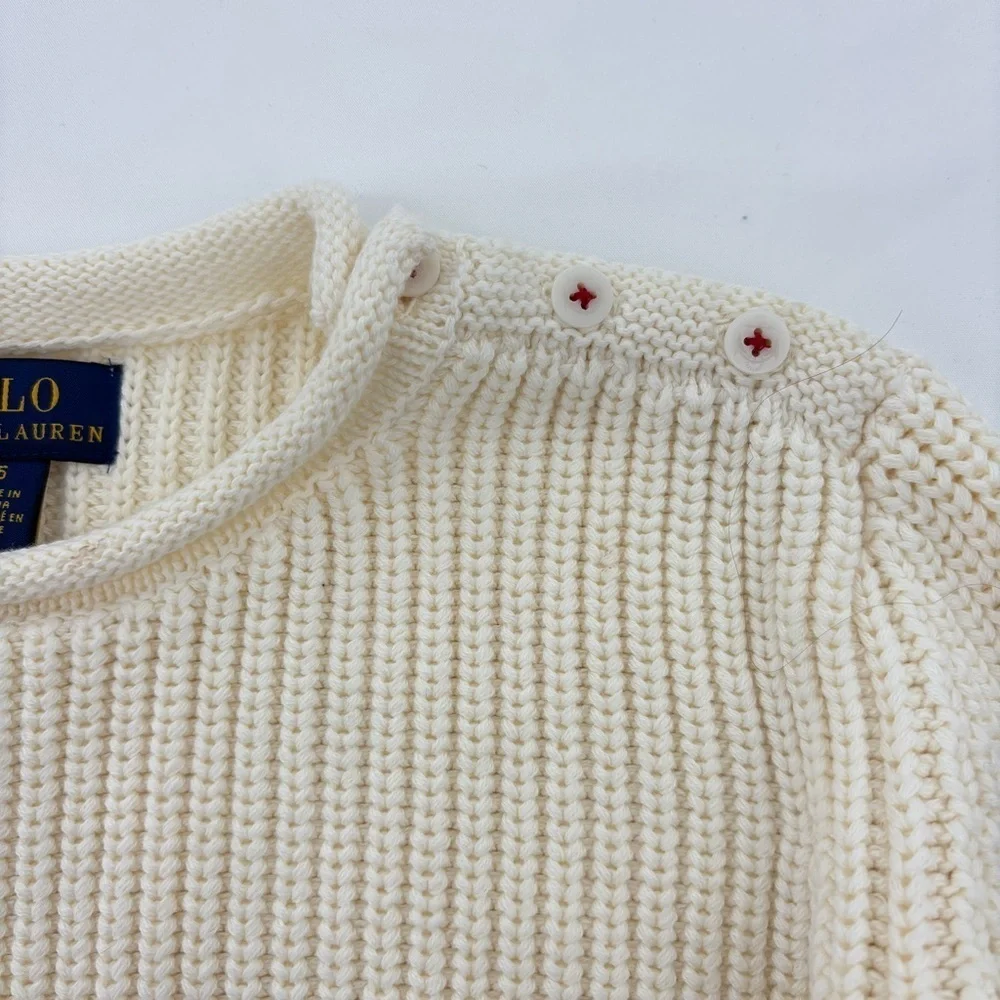 Polo Ralph Lauren Toddler’s Rollneck 100% Cotton Ivory Sweater for 5T Unisex - Picture 4 of 11